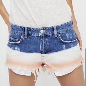 Free People Distressed Ombre Jean Shorts